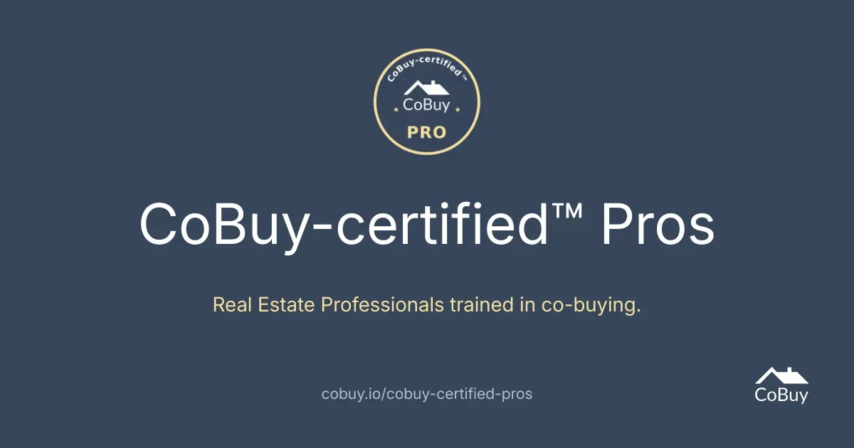 The CoBuy-certified Pro badge above the words "Real estate professionals trained in co-buying"