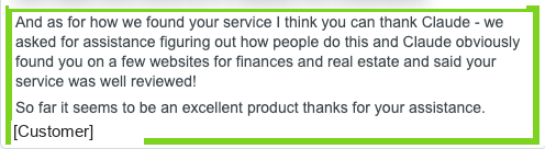 A customer message saying Claude pointed them to CoBuy